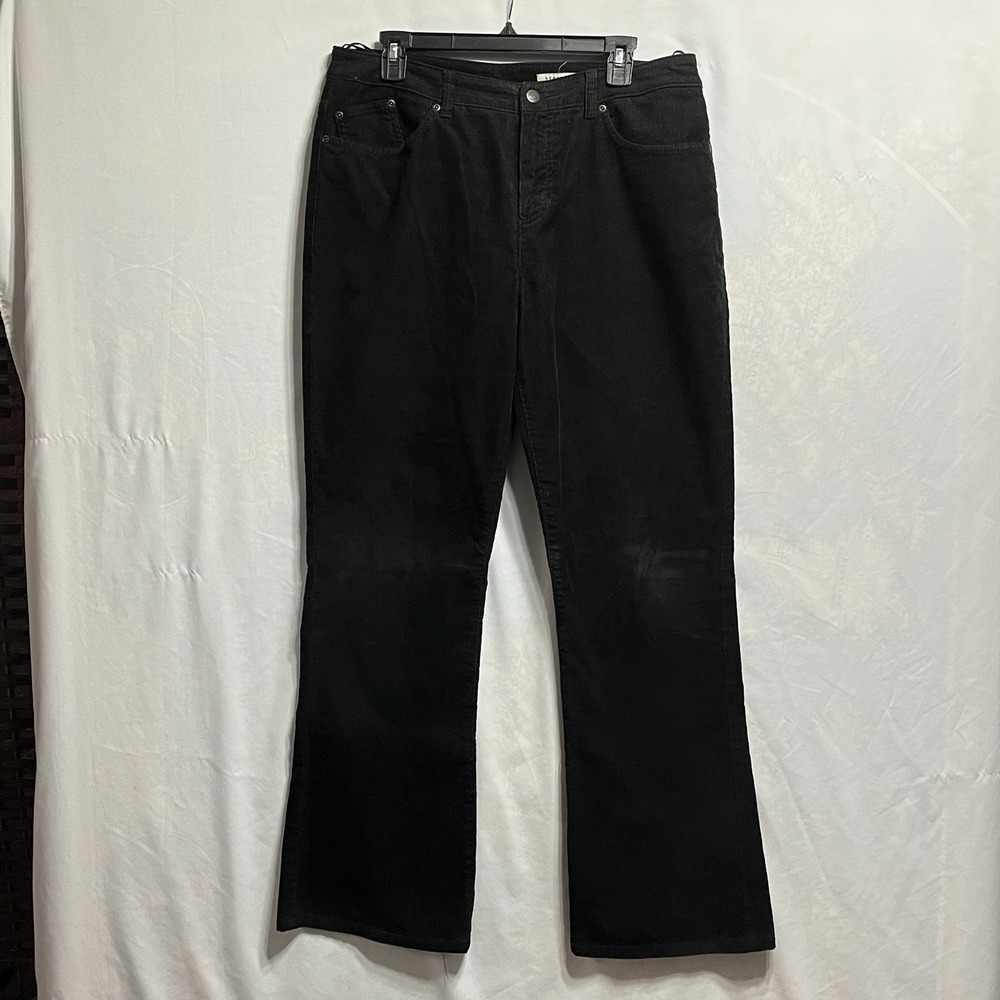 Jones New York Sport Women's Corduroy Pants Size 12 Black Stretch Straight Leg